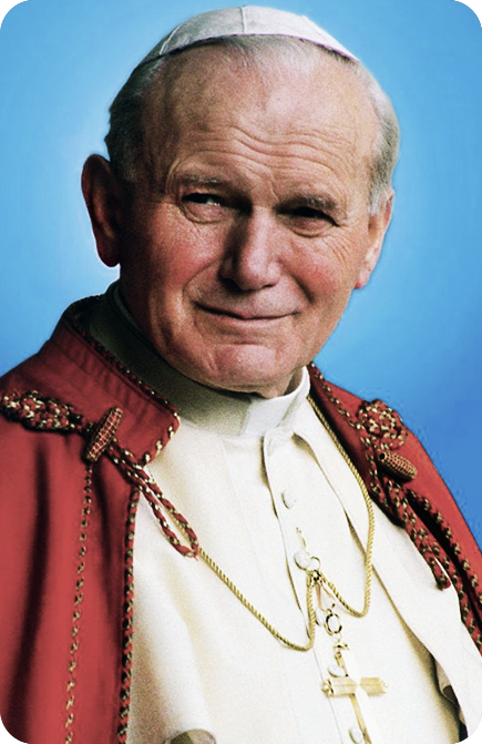 Portret Jana Pawła II na niebieski tle