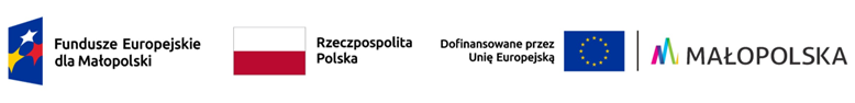 Logo funduszów europejskich flaga RP UE i małopolski